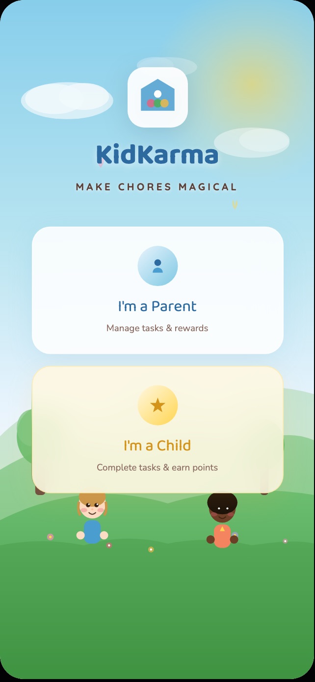 KidKarma Role Select screen